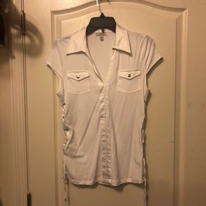 Cache white side tie top